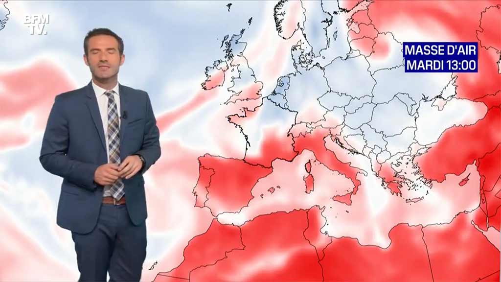 Carte d'Europe rouge flamme BFMTV
