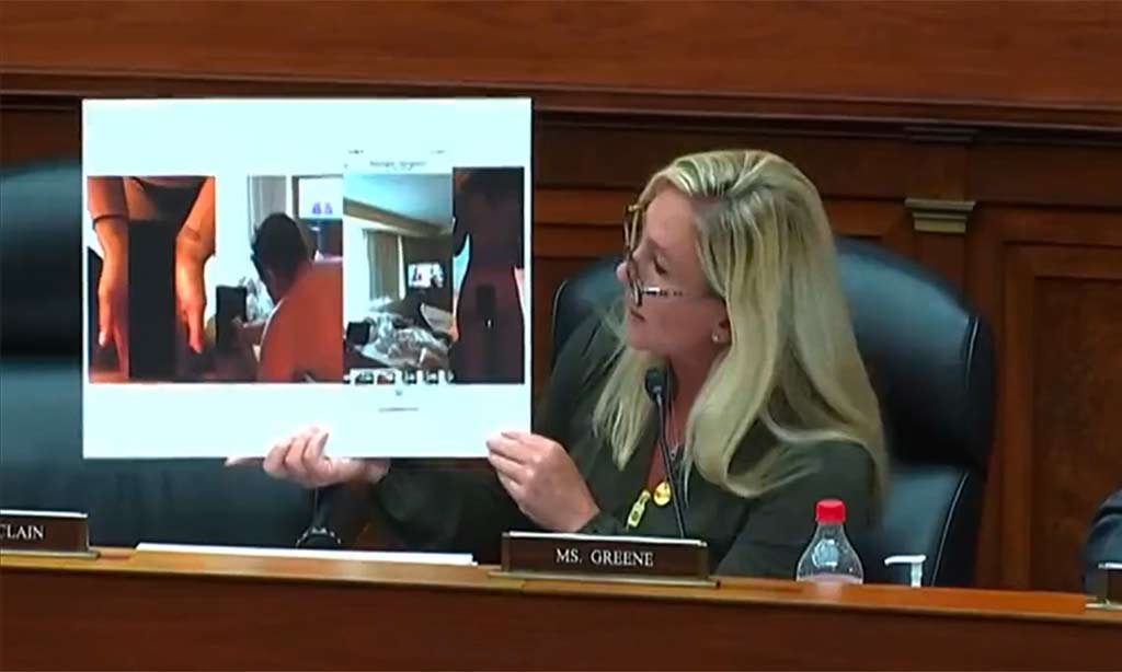 Marjory Taylor Green montrant au comité de contrôle de la chambre les selfies pornographiques pris par Hunter Biden en compagnie d'une prostituée