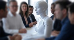 Réunion de scientifiques pilotée par l'IA Grok, selon sa propre représentation