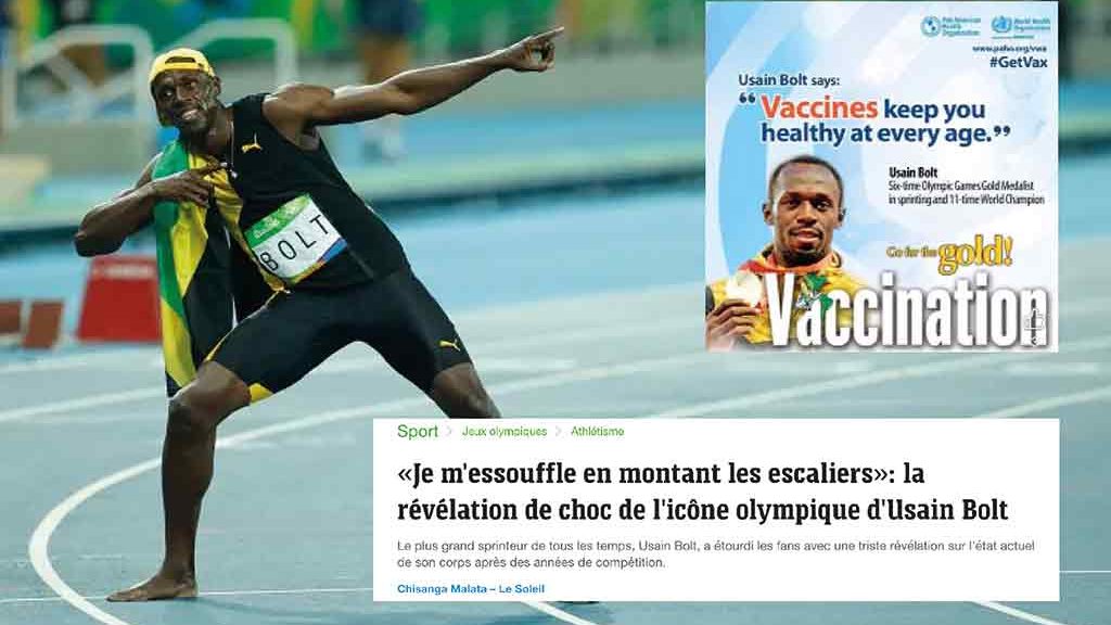 Usain Bolt, avant et après sa vaccination anti-COVID