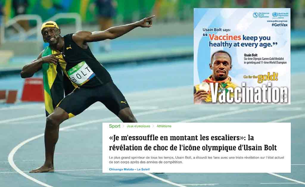 Usain Bolt, avant et après sa vaccination anti-COVID