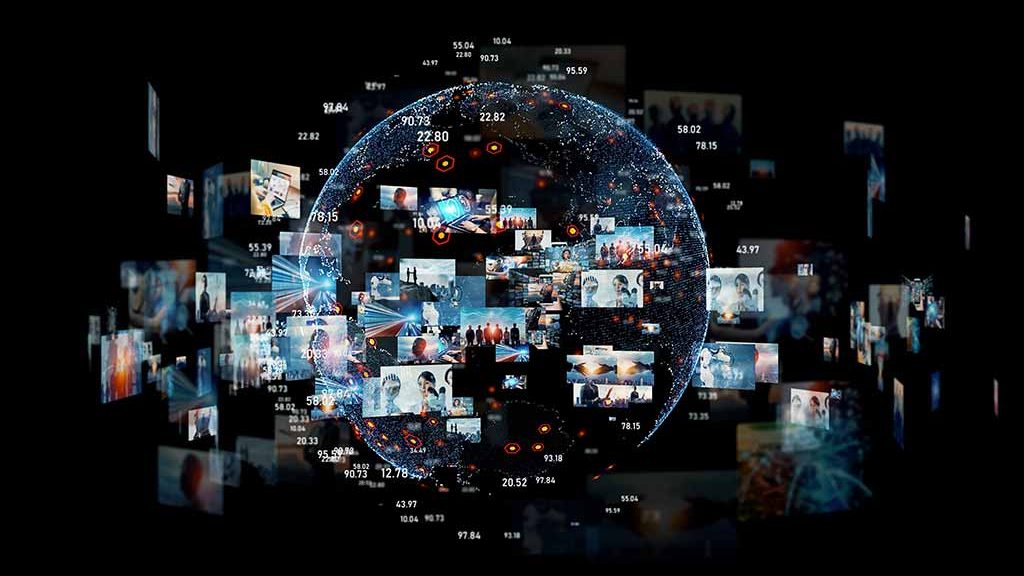 Représentation symbolique du réseau mondial de communications en ligne