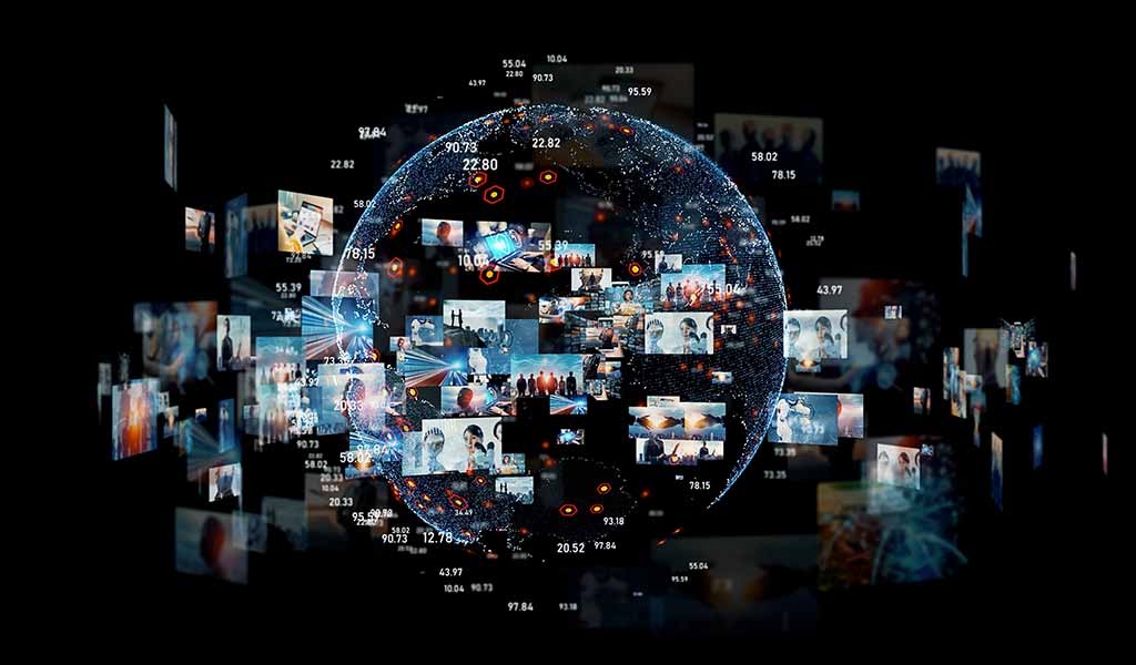 Représentation symbolique du réseau mondial de communications en ligne