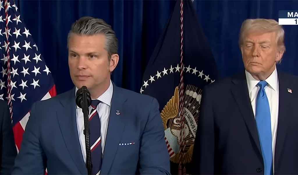 Pete Hegseth, ministre américain de la Défense et Donald Trump, conférence de presse consécutive à l'opération Résolution absolue conduite au Venezuela le 2 janvier 2026