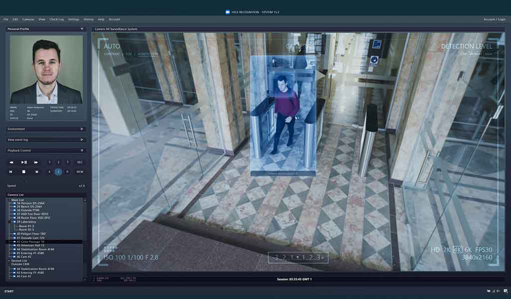 Dispositif de vidéosurveillance avec système de balayage du visage