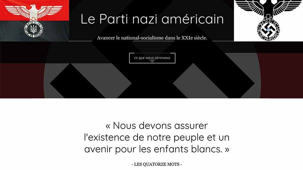 Les 14 mots, slogan du Parti nazi américain, aperçu sur la plaque d'un véhicule du ministère de la Défense ukainien