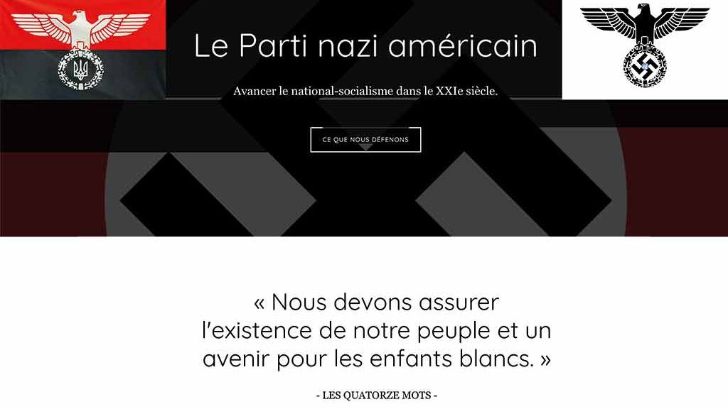Les 14 mots, slogan du Parti nazi américain, aperçu sur la plaque d'un véhicule du ministère de la Défense ukainien