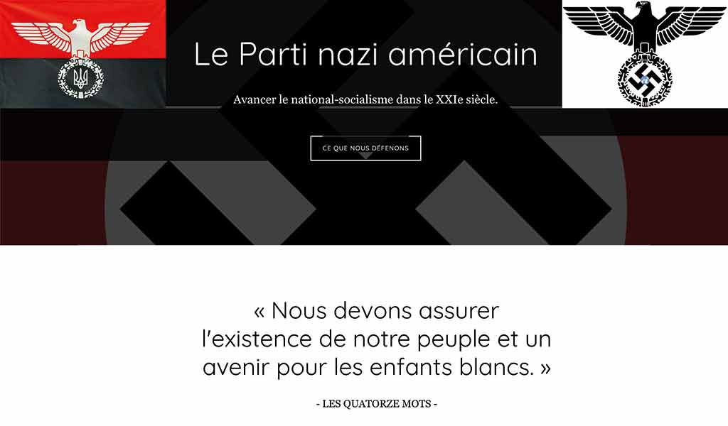 Les 14 mots, slogan du Parti nazi américain, aperçu sur la plaque d'un véhicule du ministère de la Défense ukainien