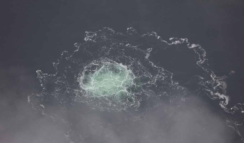 Explosion du gazoduc Nord Stream 2, mer Baltique, 28 septembre 2022.