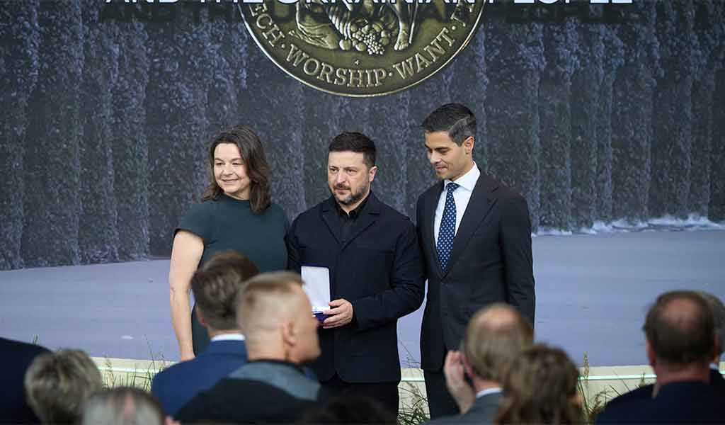 Zelensky recevant le prix des Quatre Libertés, Pays-Bas, 16 avril 2026
