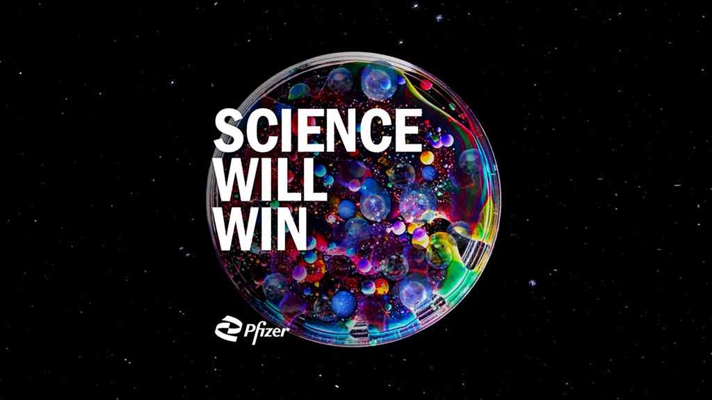 "La science vaincra", message publicitaire de Pfizer