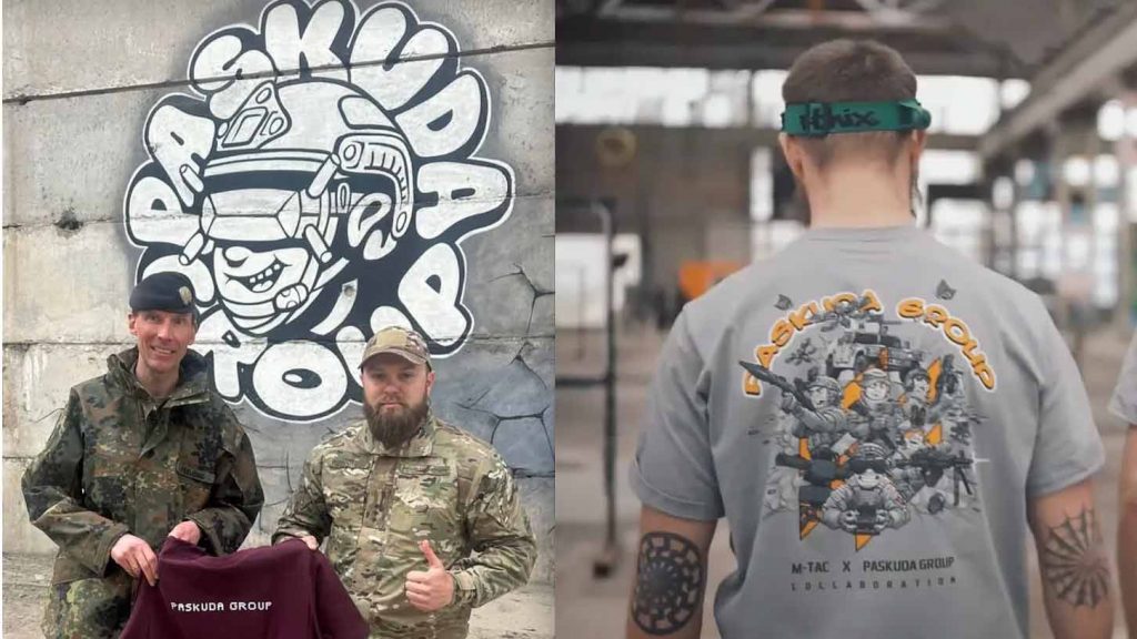 De gauche à droite, le général Christian Freuding, inspecteur de la Bundeswehr, et Oleh Romanov, commandant du bataillon antichar de la 3e brigade d’assaut du mouvement Azov.